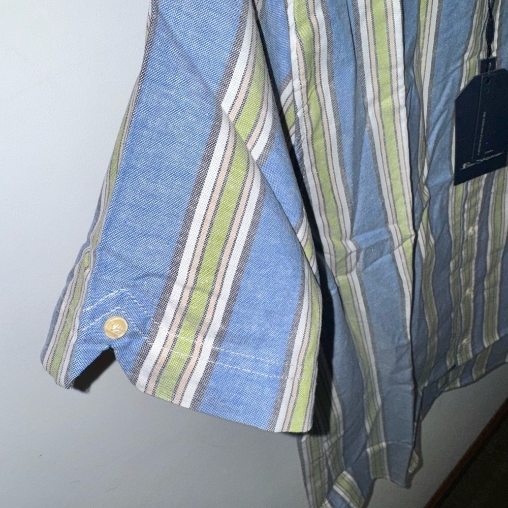 NWT Ben Sherman Mens Short Sleeve Button Up Striped Shirt Size Medium - Picture 3 of 8